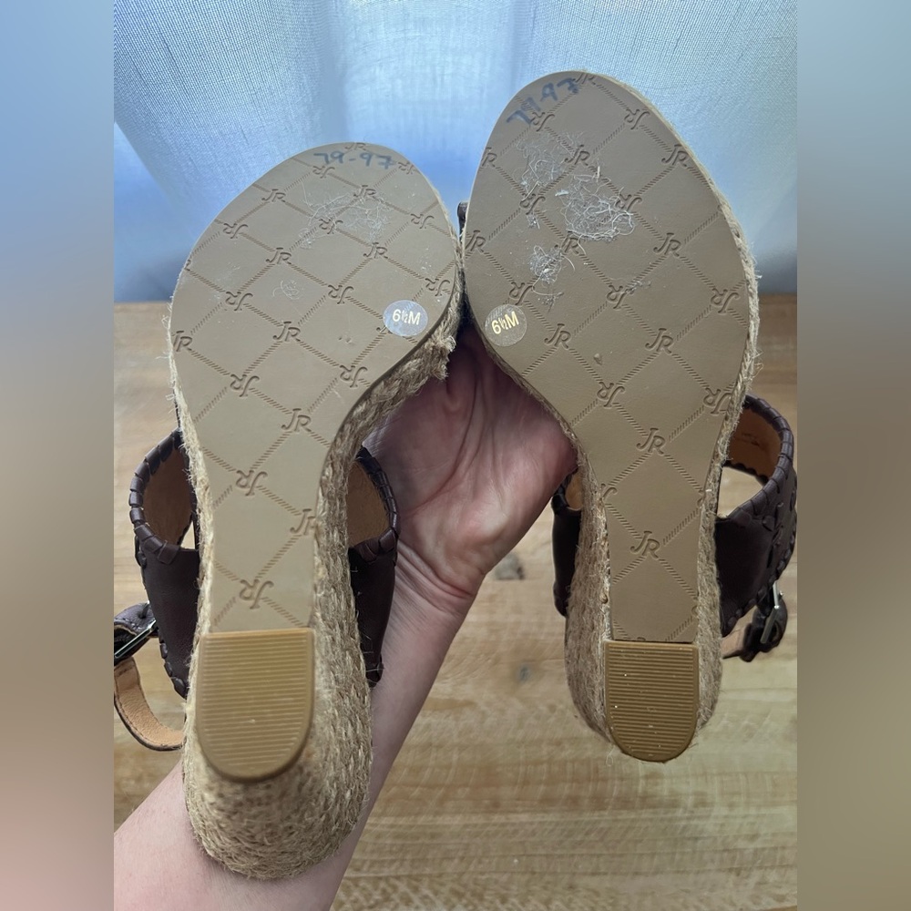 Jack Rogers Vanessa Raffia Heeled Espadrille In Brown Size 6.5 New - Picture 5 of 9